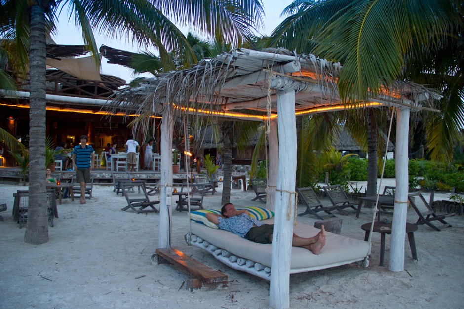 Beach bed at dusk