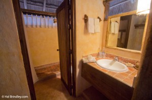 Spacious bathroom in our room at Puerta Calakmul