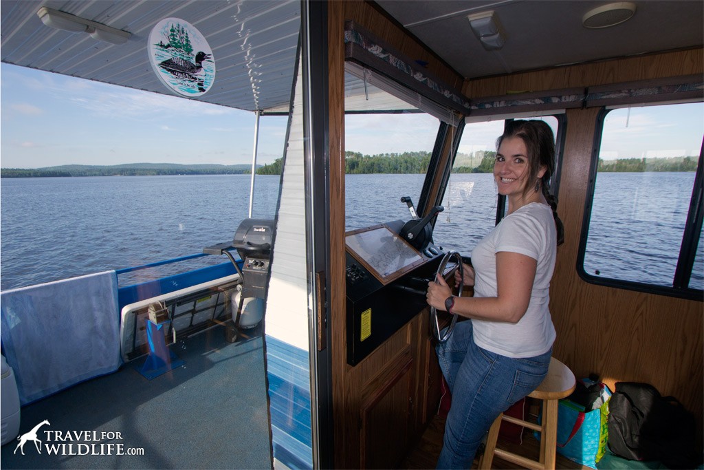 Cristina at the helm of our floating house.