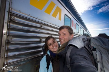 Cristina and Hal taking the cheapest & 2nd fastest way to Churchill (drive & train)