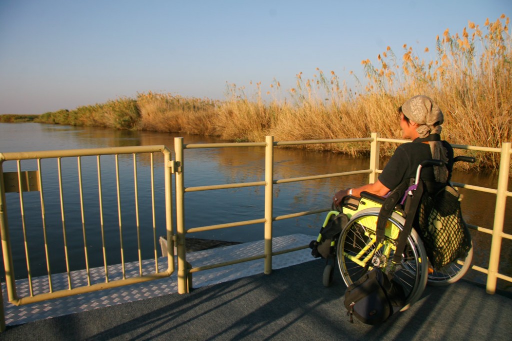 A wheelchair on a boat