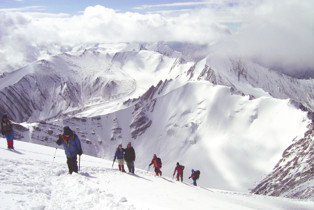 a group of hikers in the mountains of northern India