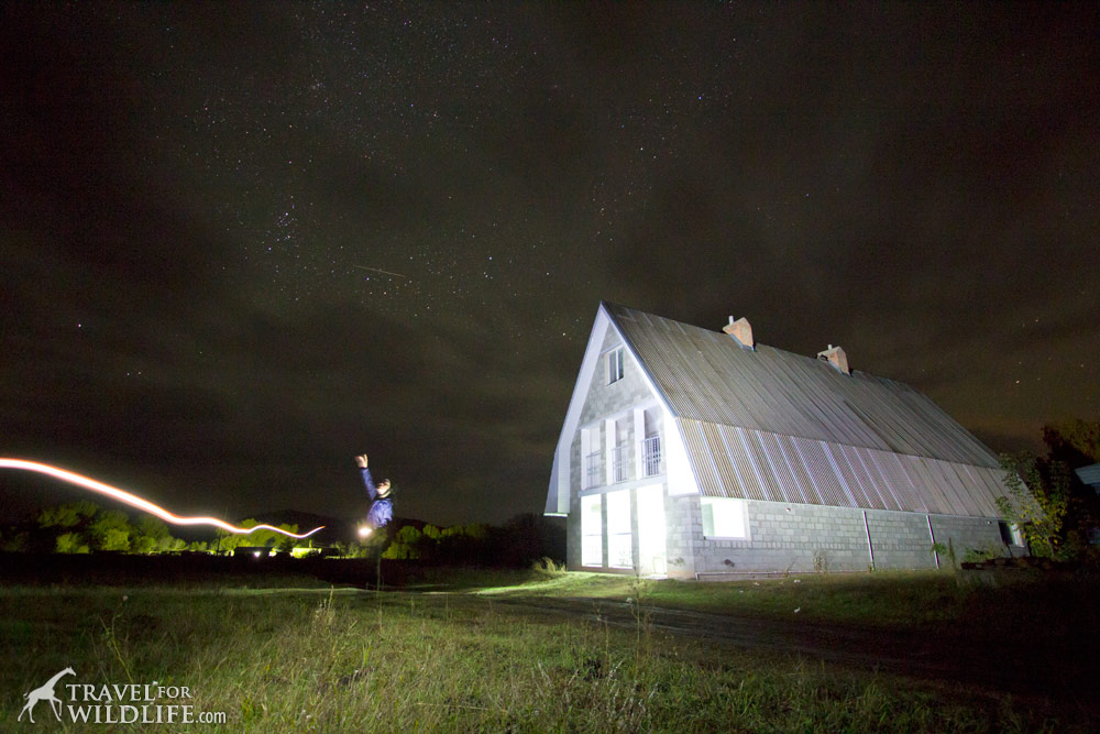 Watching stars in front of our guest house at Shaytan-Tau