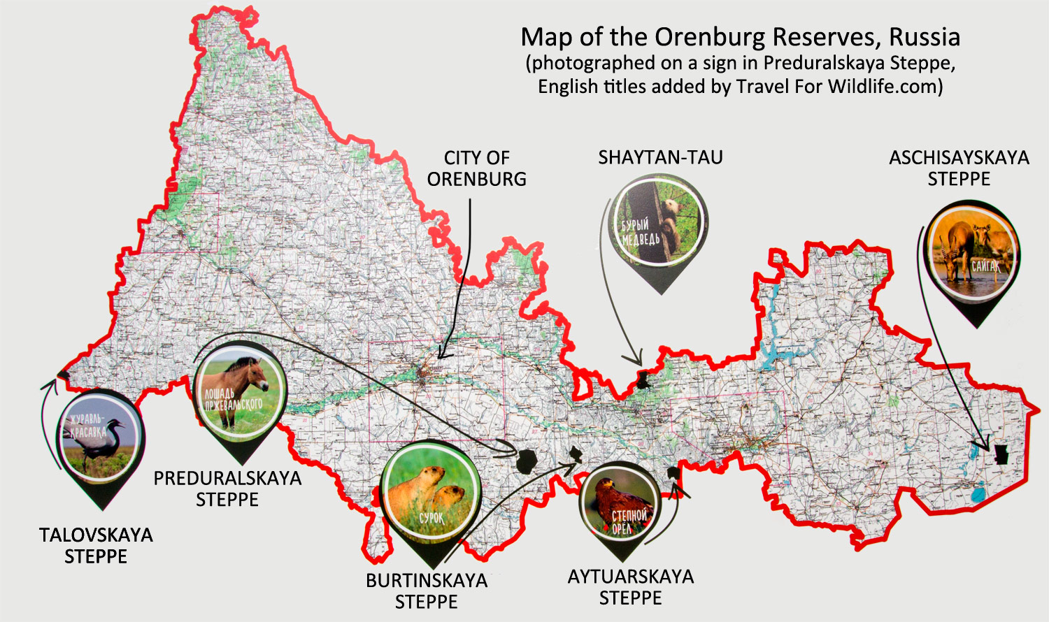 Orenburg Reserve Map (Orenburgsky Zapovednik), Russia