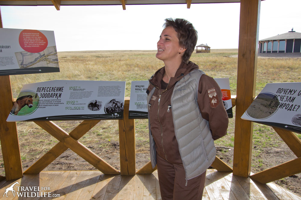 The reserve director Rafilia Bakirova giving me a personal tour of the eco-trail.