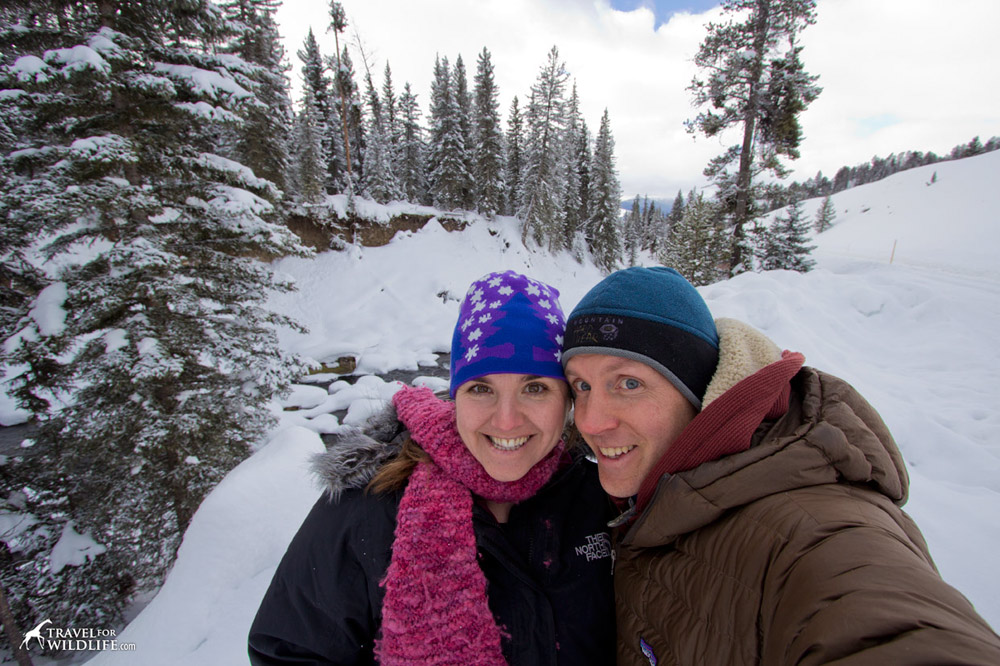 Posing in Yellowstone in the winter