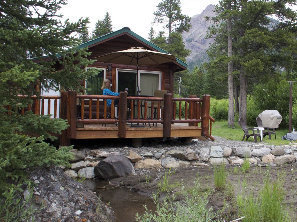 Yellowstone cabins by a creek