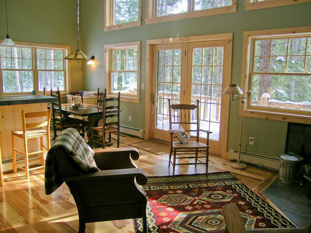 interior of the log cabin living room