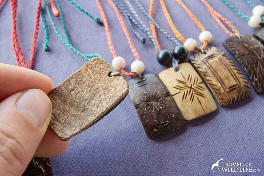 Coconut shell necklaces in Nicaragua