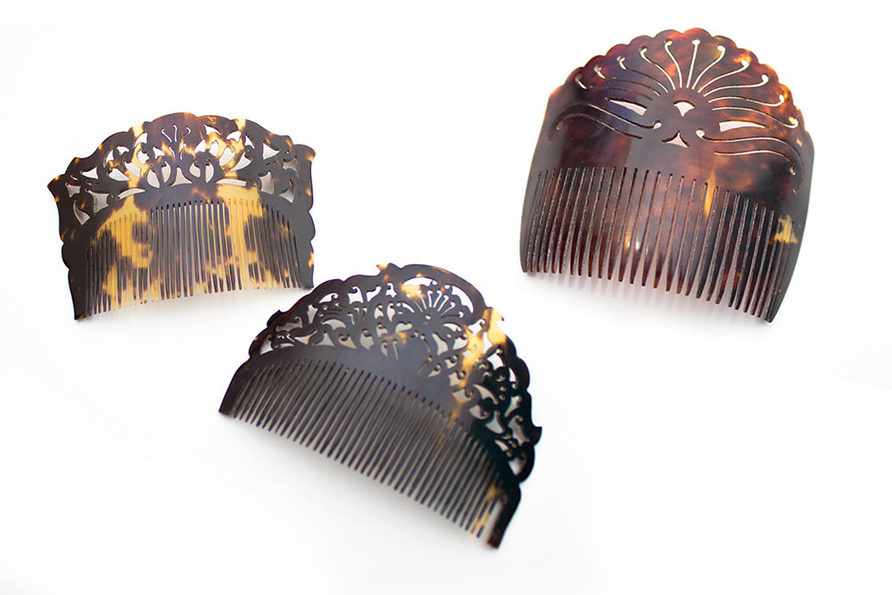 Hawksbill turtle shell haircombs confiscated by US Fish and Wildlife Service