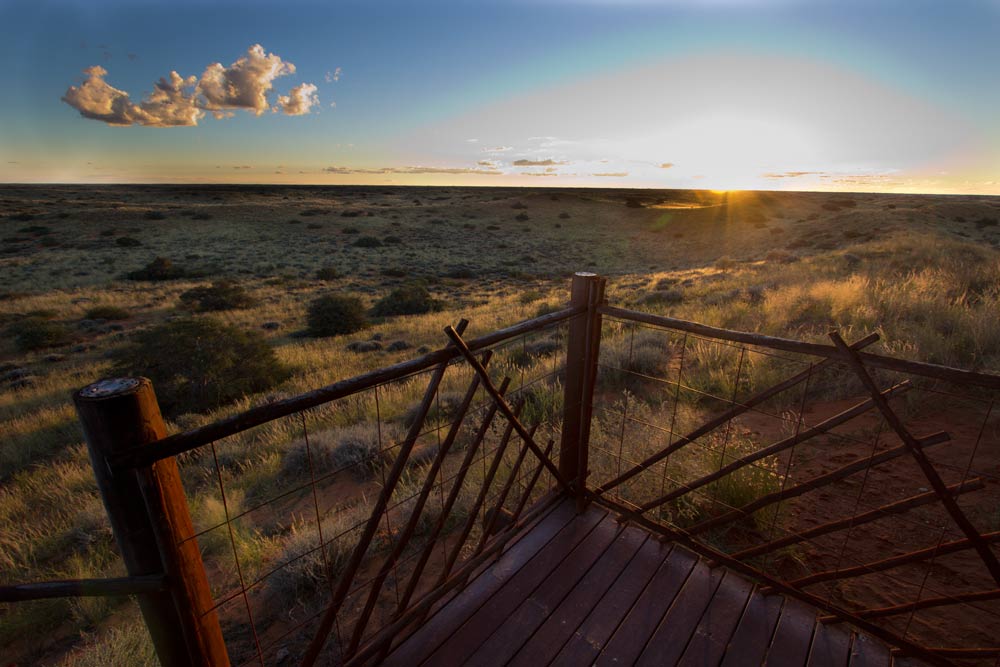 The sun sets in the Kalahari