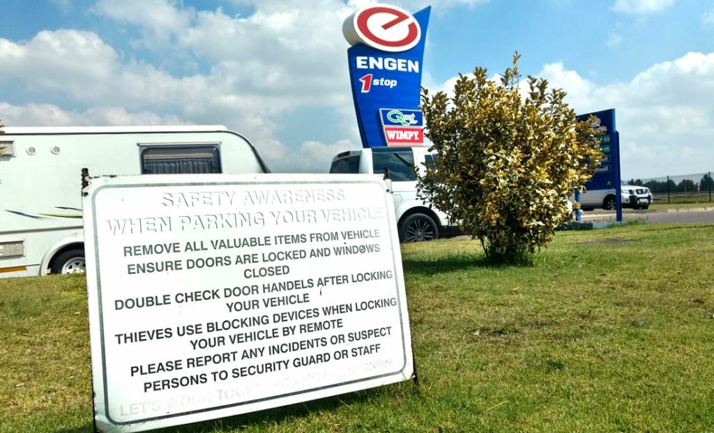 Safety rules at a gas station in South Africa