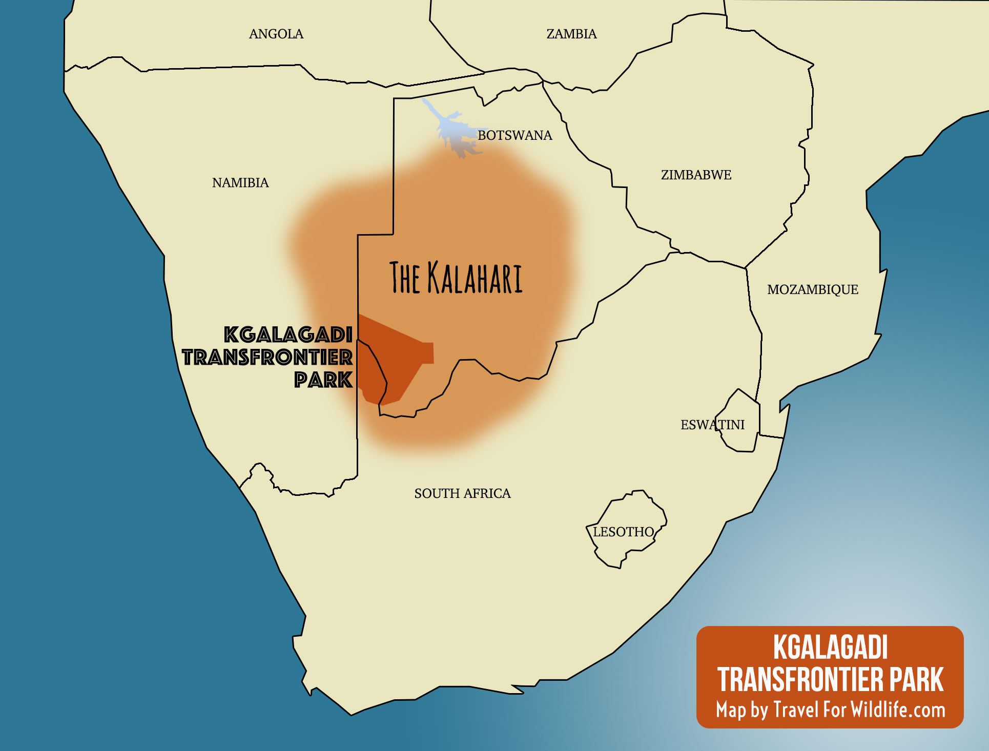 Map showing the location of the Kgalagadi