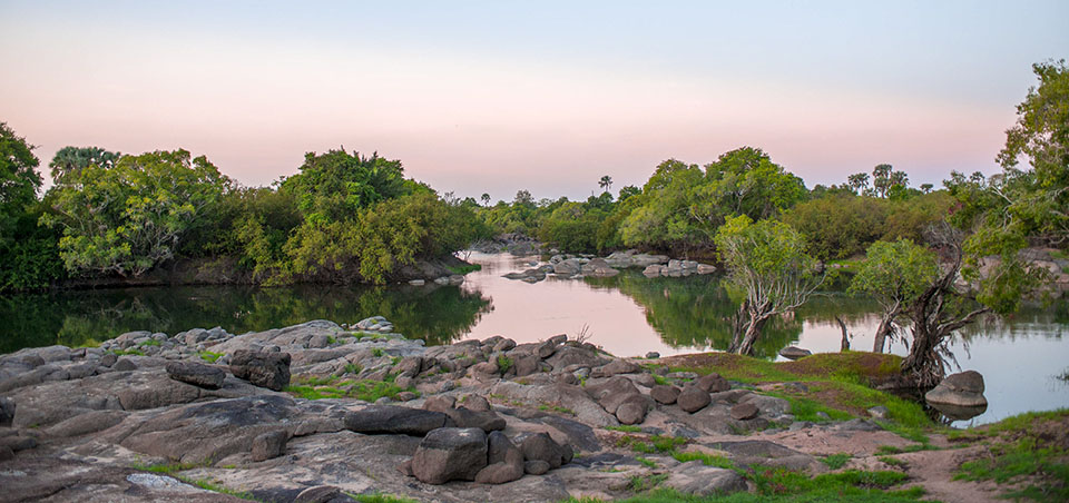 Rocky river bank