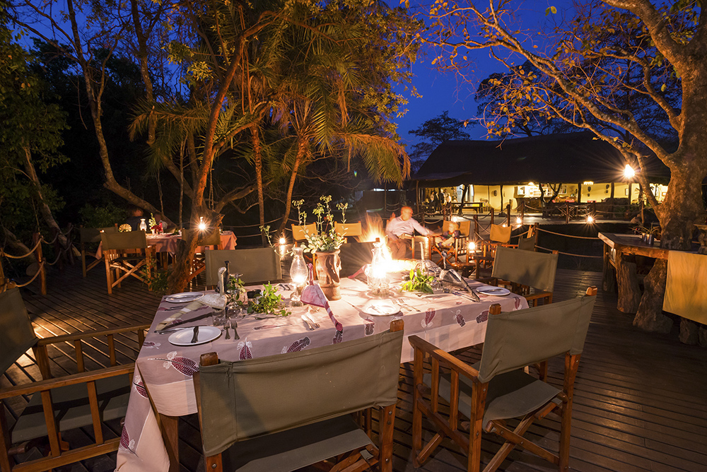 outside restaurant area at night