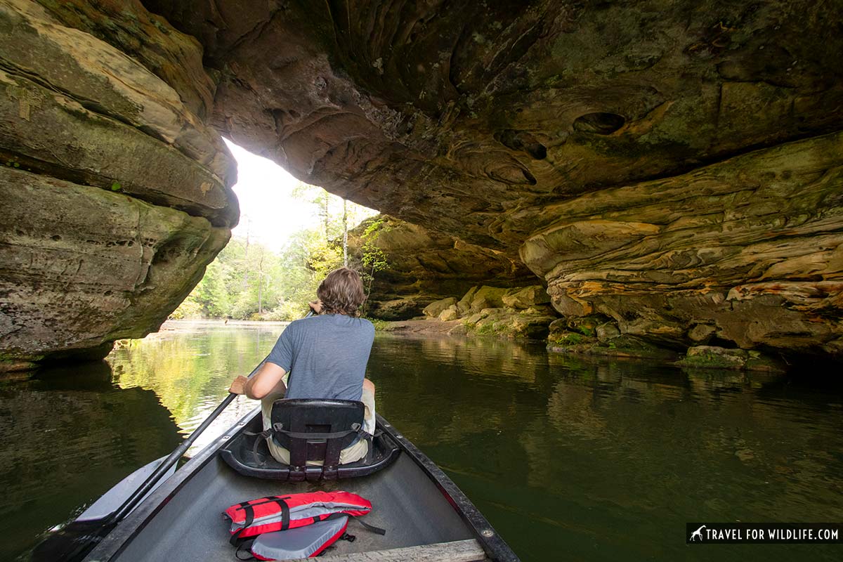 paddling under natural arch in Pickett