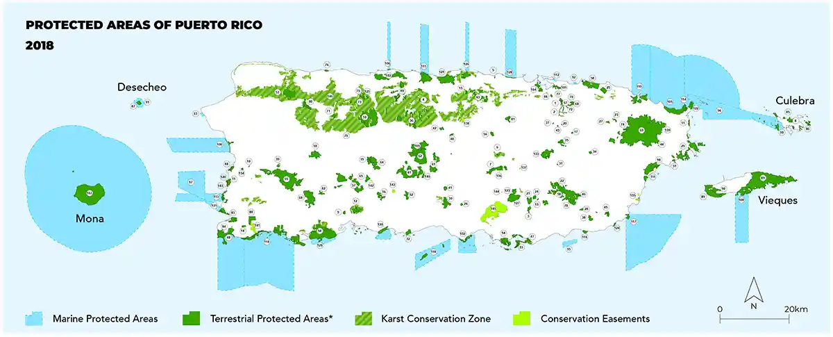 Map of protected areas in Puerto Rico