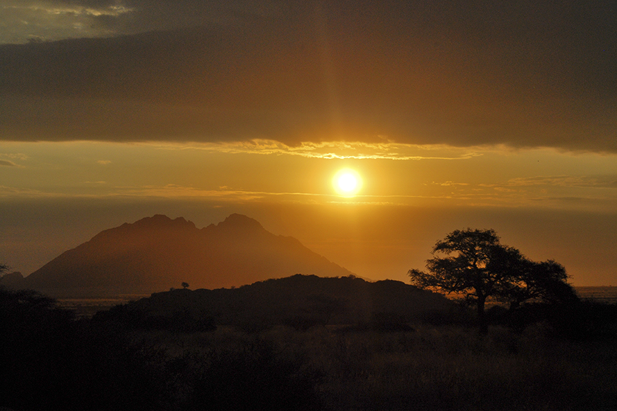 sunset over a mountain