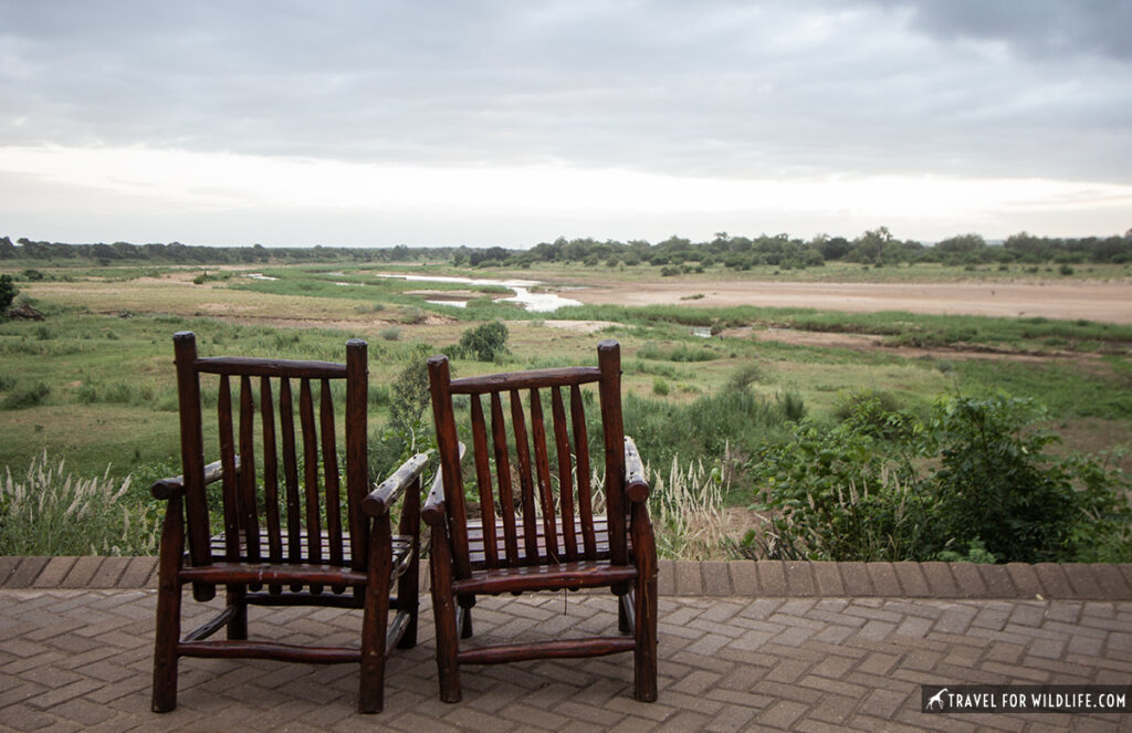 Two chairs with a river in the background at Letaba rest camp