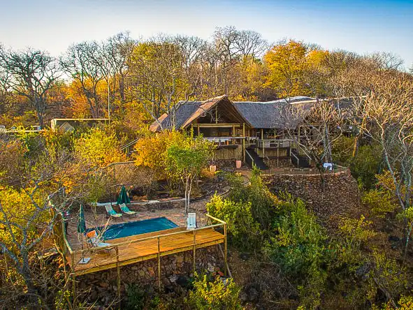 safari lodge and pool from above